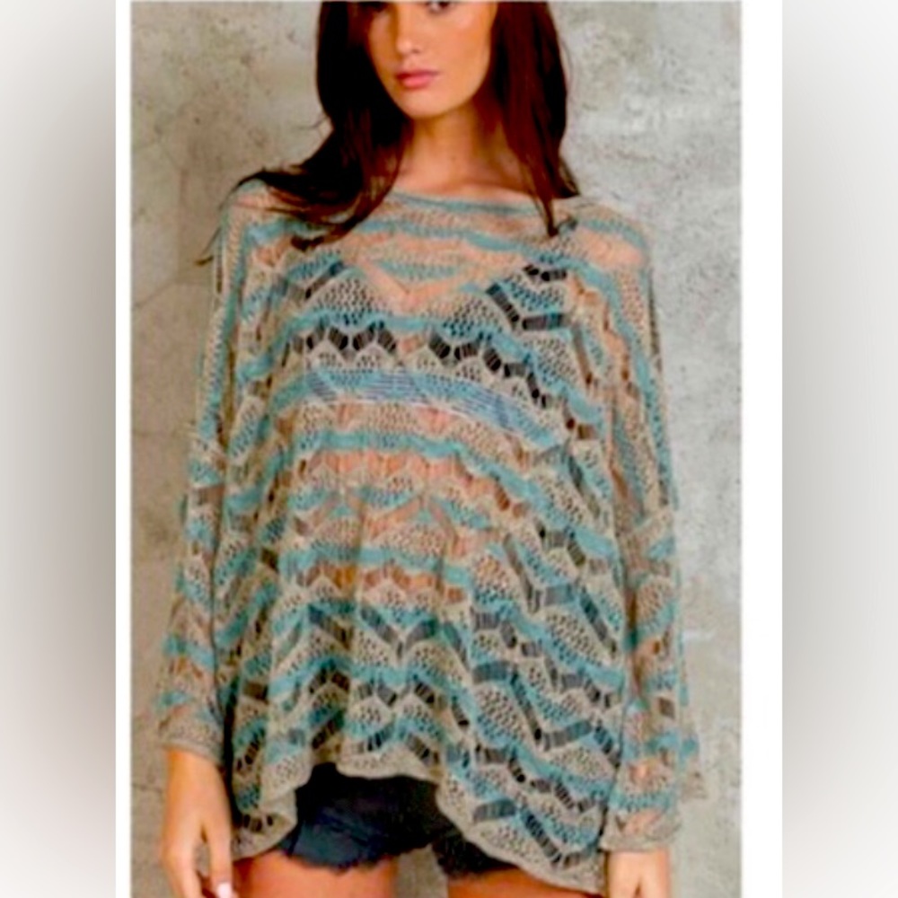 NWT POL Breathable Sweater in Dusty Aqua Multi